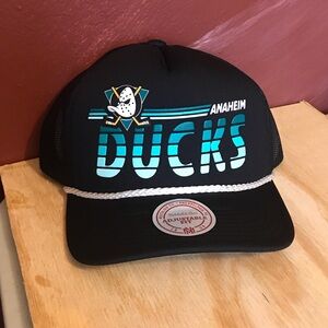 Anaheim Ducks Black and Teal Cap snapback mesh trucker nostalgia retro baseball
